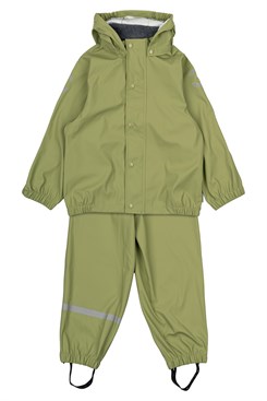 Mikk-Line PU-Regenset (recycelt) mit Regenhose (ohne Hosenträger!) – Salbei